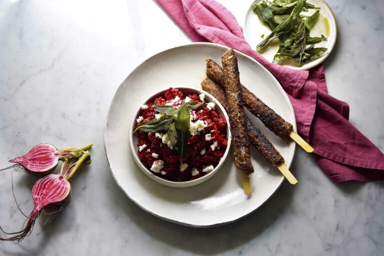 My baby beetroot risotto with feta and sage