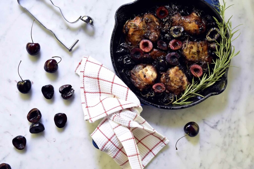 My one-pan oven roasted cherry chicken with rosemary