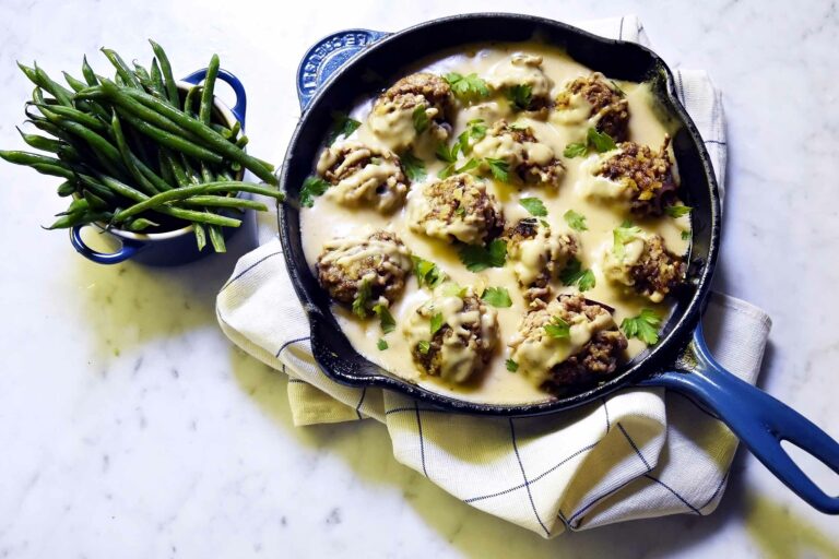 My rustic Swedish meatballs with green beans